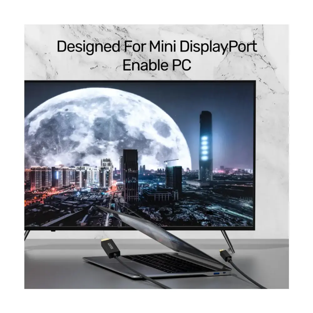 Unitek 2M Mini DisplayPort Male to HDMI Male Adapter Cable, 4K 30Hz High-Speed Video Cable for Laptop, Monitor, TV, Projector and HDMI Devices, Black - V1152A - Image 5