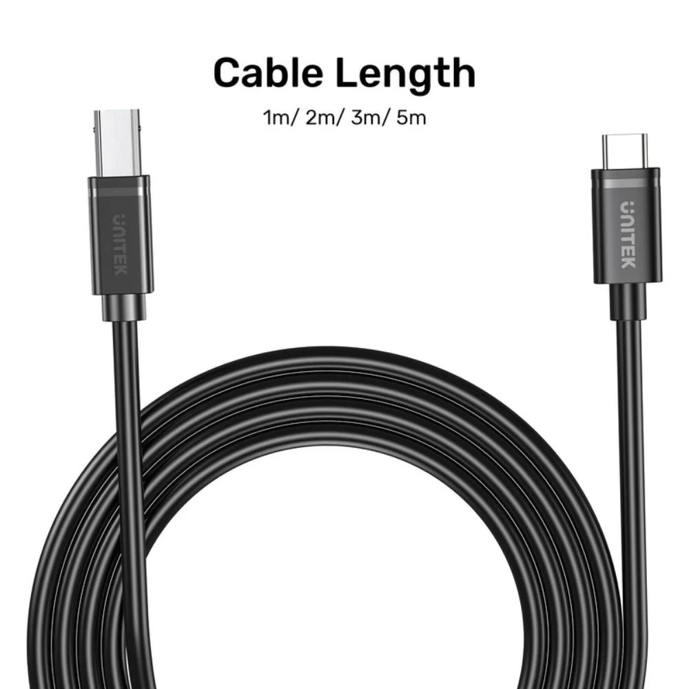 Unitek 3M USB-C to USB-B Data and Charging Cable, 480Mbps, EMI Protection, For Printer Scanner & MIDI Devices, Connects to USB-C Laptops, Black - C14140ABK03-3M - Image 10