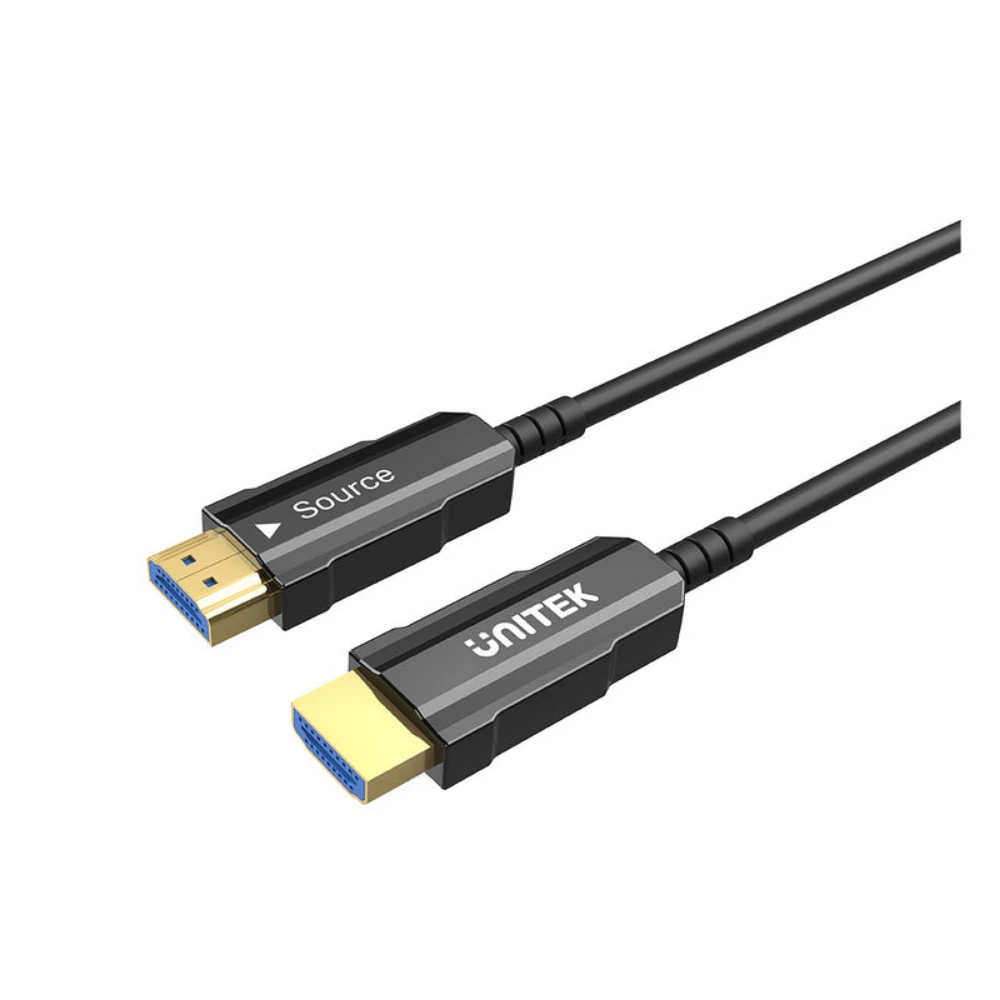 Unitek 4K 60Hz HDMI Fiber Optic Cable 15M, HDMI 2.0 18Gbps, Long Distance Lossless Signal, 24K Gold-Plated, Slim 4.8mm, Aluminium Plugs, Black - C11072BK-15M - Image 2