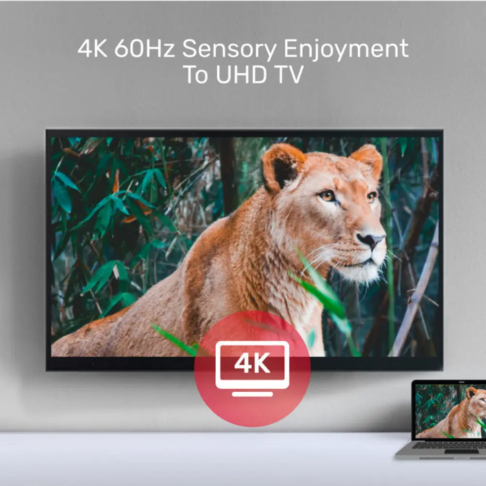 Unitek 4K 60Hz USB-C to HDMI 2.0 and VGA Adapter, MST Dual Monitor, HDMI 4K 60Hz & VGA 1080p, Mirror or Extend, 1M Cable, Aluminium, Plug and Play, Space Grey - V1126A - Image 4