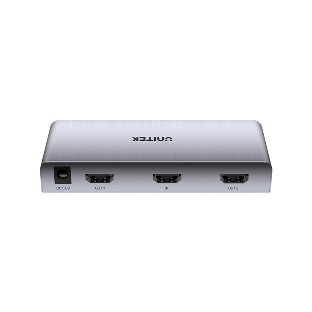 Unitek 4K HDMI Splitter 1 In 2 Out, Duplicate 1 Source to 2 Displays, 4K 30Hz, HDMI 1.4b, 7.1 Channel Audio, Metal Housing, Includes Power Adapter, Space Grey - V1130A01-UK - Image 4