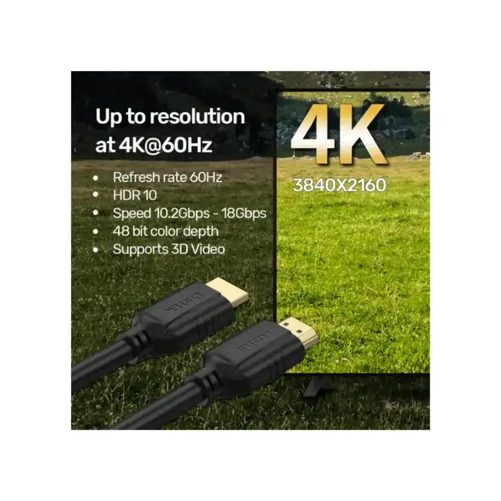 Unitek 5M 4K 60Hz HDMI Cable, HDMI 2.0 18Gbps, HDR, ARC, Dolby & DTS-HD Audio, Copper Conductors, For TV Monitor Projector PS5 & Xbox, Black - C11079BK-5M - Image 3