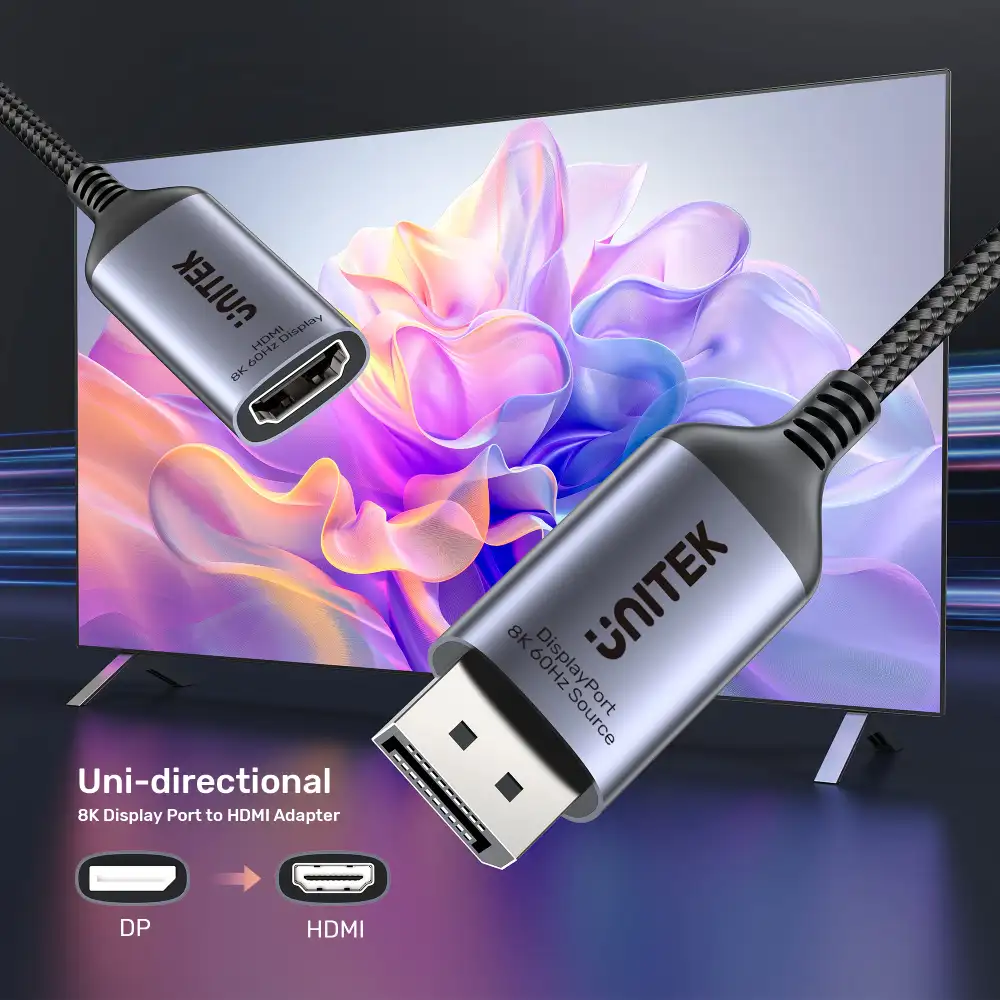 Unitek 8K 60Hz DisplayPort to HDMI Female Adapter, High-Speed Video Converter for Desktop, Laptop, Monitor, TV and HDMI Display Devices, Compact Design, Space Grey - V1611A01 - Image 4