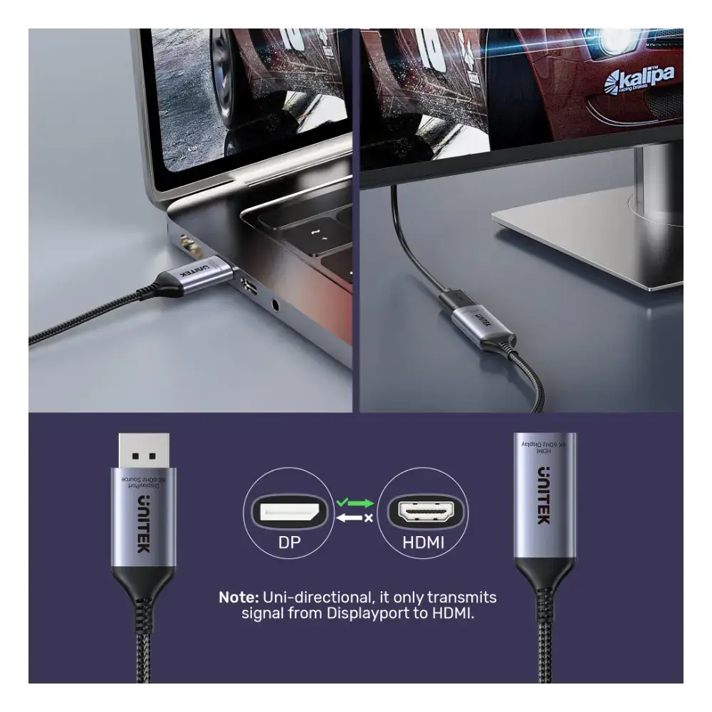 Unitek 8K 60Hz DisplayPort to HDMI Female Adapter, High-Speed Video Converter for Desktop, Laptop, Monitor, TV and HDMI Display Devices, Compact Design, Space Grey - V1611A01 - Image 7