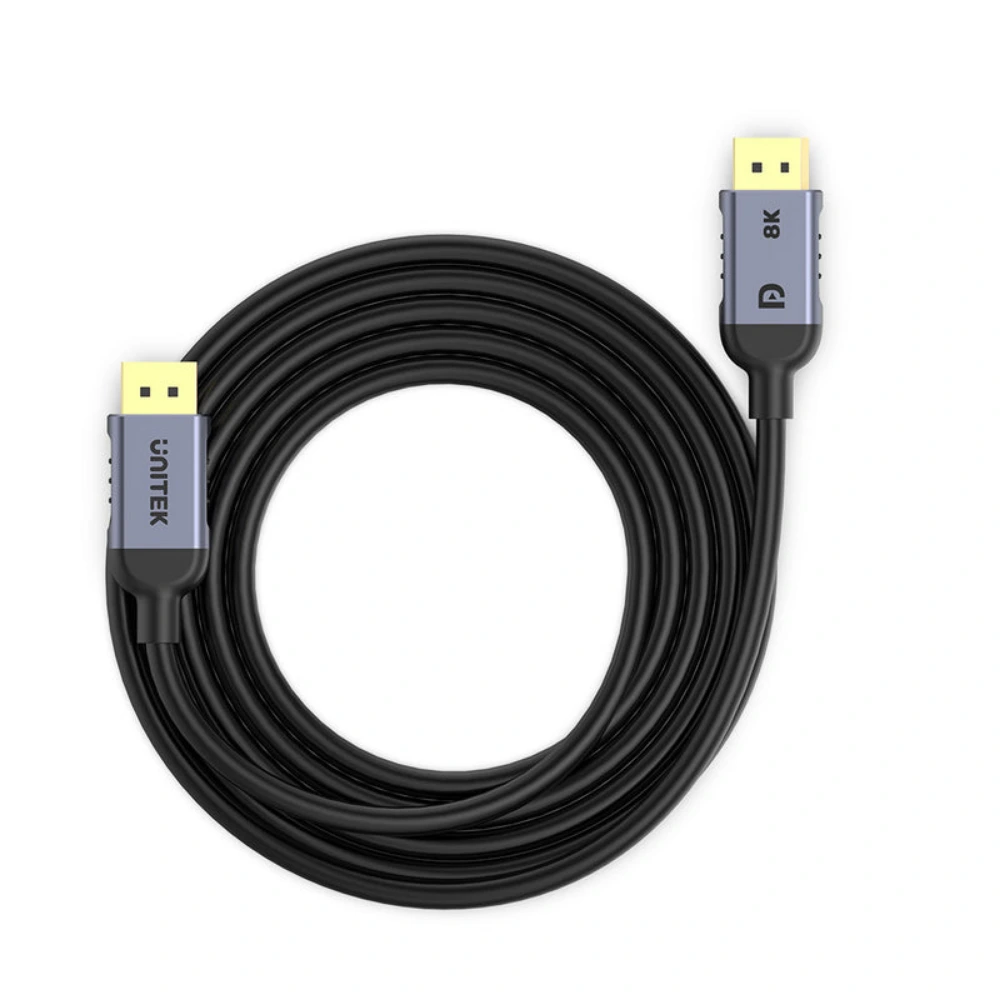 Unitek 8K DisplayPort 1.4 Cable 1M, 8K 60Hz, 4K 120Hz, 2K 240Hz, 32.4Gbps, Dynamic HDR, DSC 1.2, HDCP 2.3, Aluminium Housing, For Gaming Monitors, Space Grey - C1628GY01-1M - Image 3