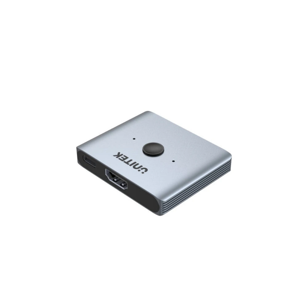 Unitek 8K HDMI 2.1 Bi-Directional Switch, 2 In 1 Out or 1 In 2 Out, 8K 60Hz, One-Key Switching, USB-C Powered, Aluminium, For PS5, Xbox & PC, Space Grey - V1163A - Image 2