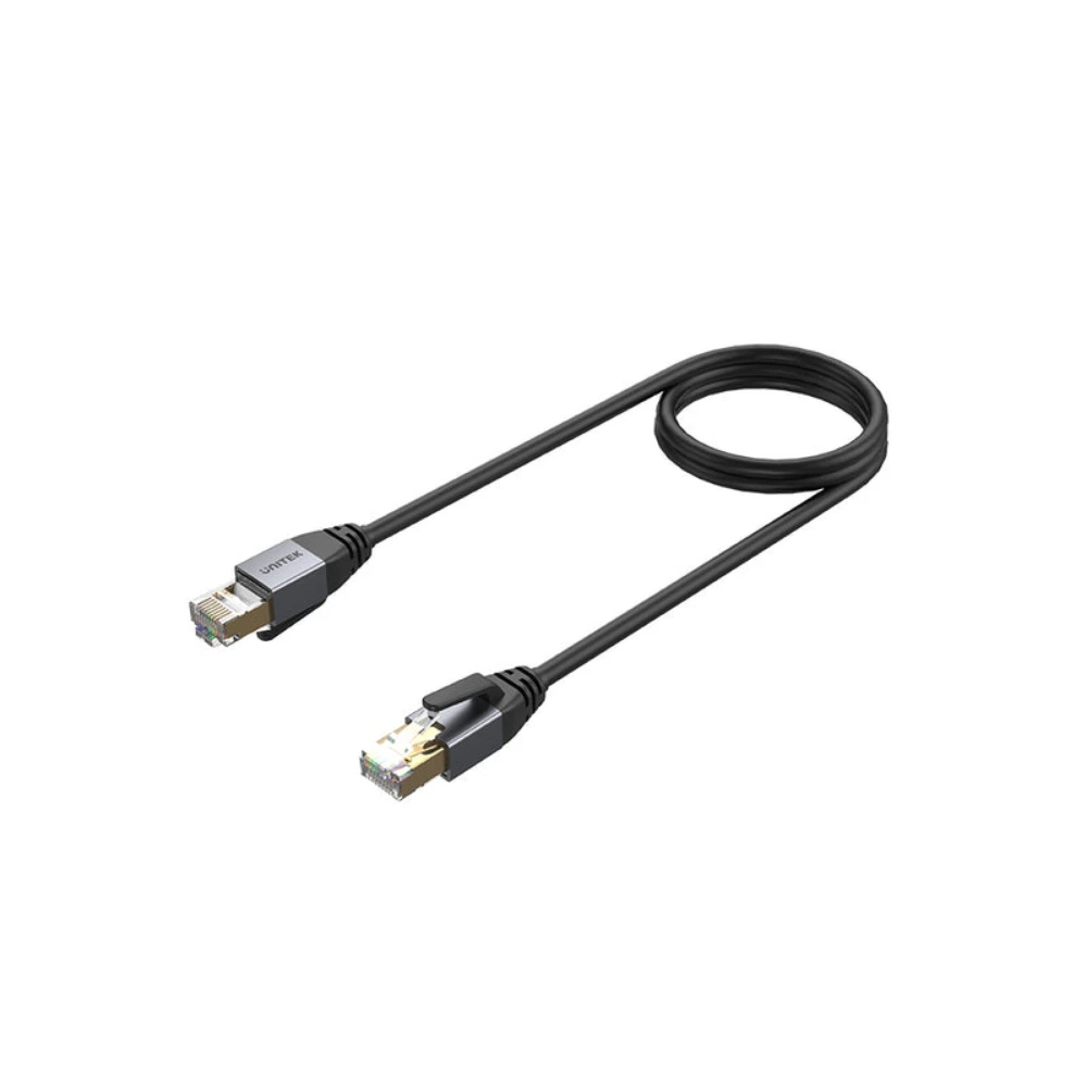 Unitek 8M Cat 8 Ethernet Cable, 40Gbps, 2000MHz, Double Shielded, PoE Support, Shielded RJ45 Connectors, Low Latency, For Gaming Router & Modem, Black - C18149AGY03-8M - Image 2