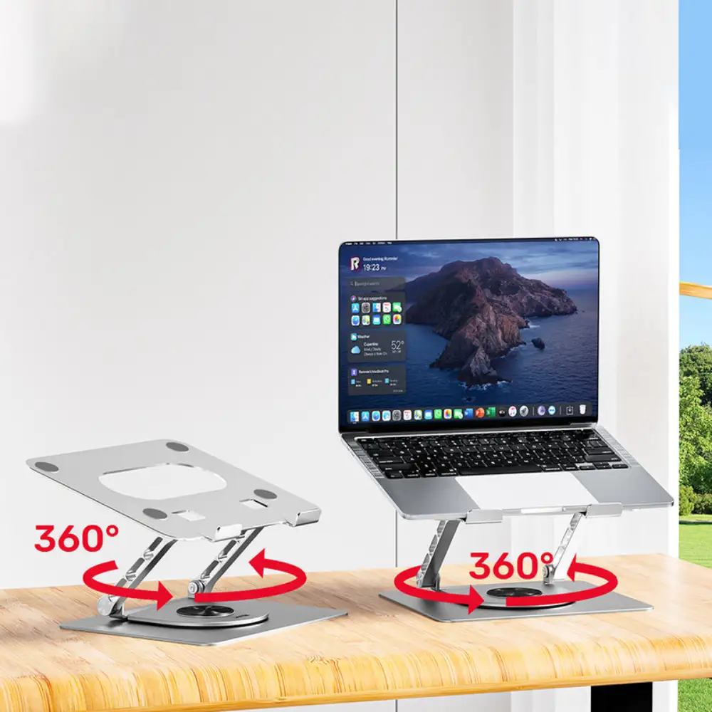 Unitek Adjustable Laptop Stand with 360 Degree Rotating Base, For 10 to 16 Inch Laptops, Aluminium Alloy, Supports up to 4.4kg, Ergonomic Height, Space Grey - OT180SL01 - Image 4