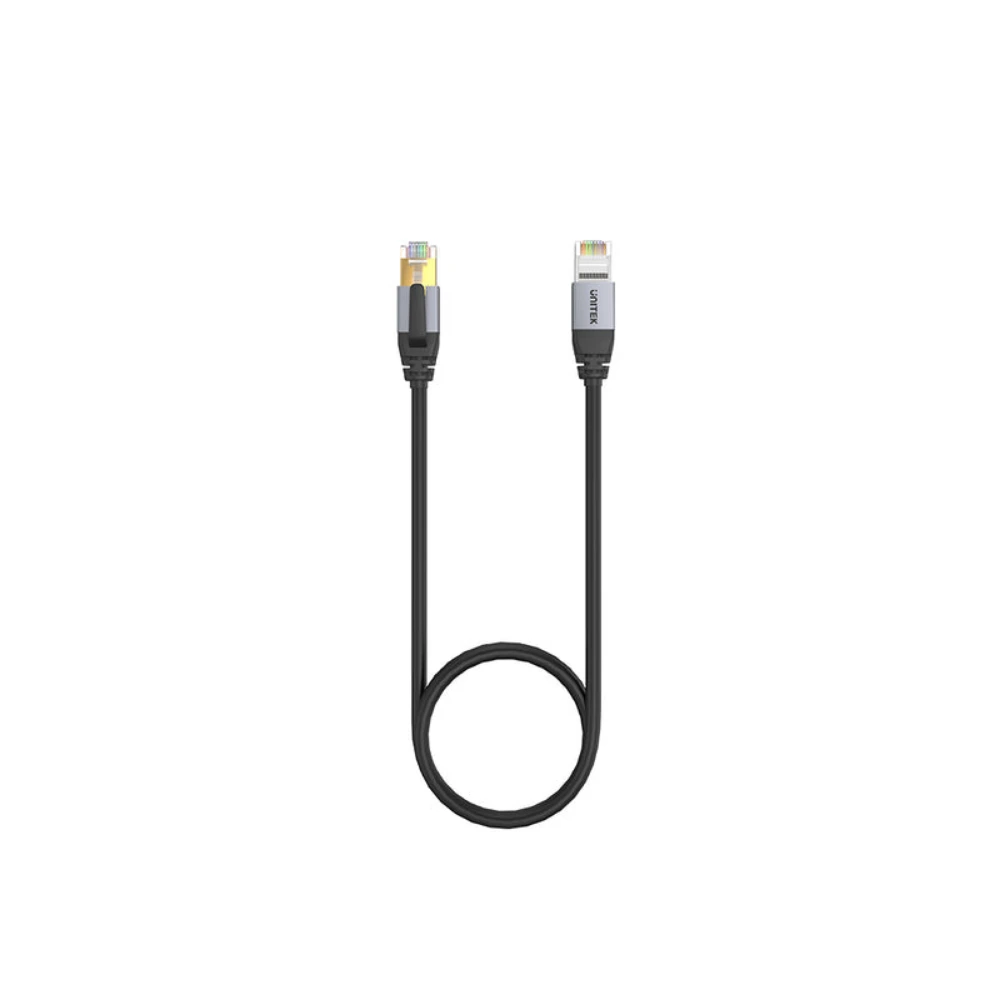 Unitek Cat 8 Ethernet Cable, 40Gbps, 2000MHz, Double Shielded, PoE Support, Shielded RJ45 Connectors, Low Latency, For Gaming Router & Modem, Black - C18149AGY03-2M