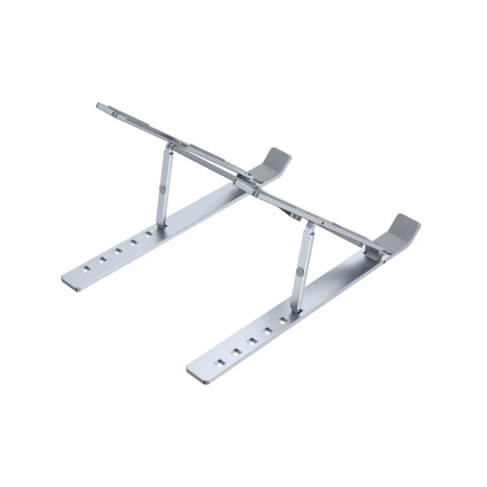 Unitek Mechanical Foldable Laptop Stand, 6-Level Adjustable Tilt, Aluminium Alloy, Anti-Skid Pads, Ventilated Cooling Design, Portable with Carry Bag, Silver - OT155SL - Image 2