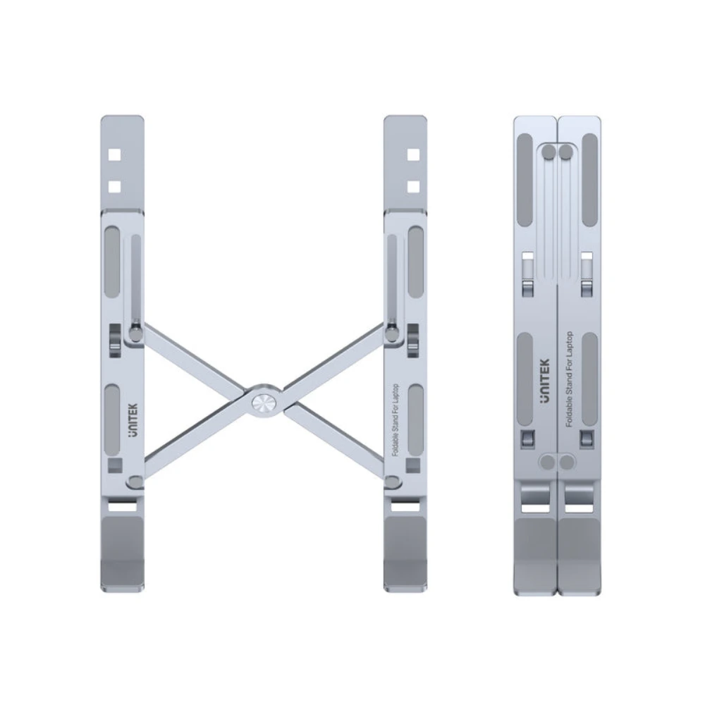 Unitek Mechanical Foldable Laptop Stand, 6-Level Adjustable Tilt, Aluminium Alloy, Anti-Skid Pads, Ventilated Cooling Design, Portable with Carry Bag, Silver - OT155SL - Image 4