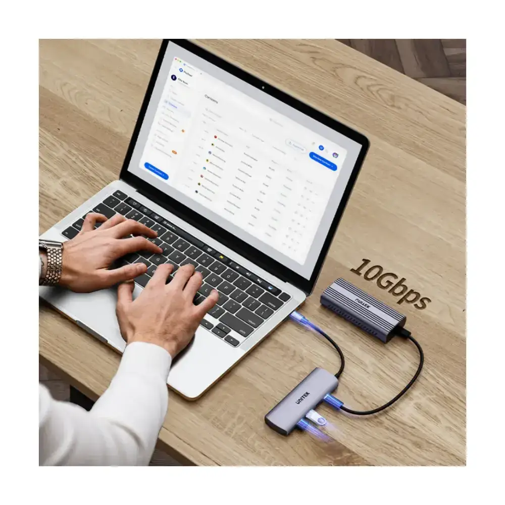 Unitek uHUB Q4 4-in-1 10Gbps USB-C Hub, 2 x USB-A & 2 x USB-C 10Gbps Ports, USB-C 5V 3A Power Input, Aluminium Design, 30cm Cable, Space Grey - H1112DGY01 - Image 7