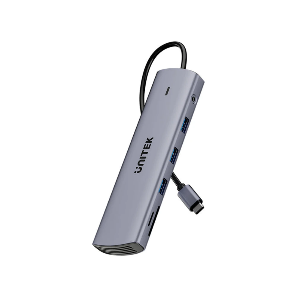 Unitek uHUB U11+ 11-in-1 USB-C Hub, Dual Display HDMI 4K & VGA, Gigabit Ethernet, 100W PD, SD & Micro SD Reader, 3.5mm Audio, 4 x USB-A, Aluminium, Space Grey - D1113BGY01