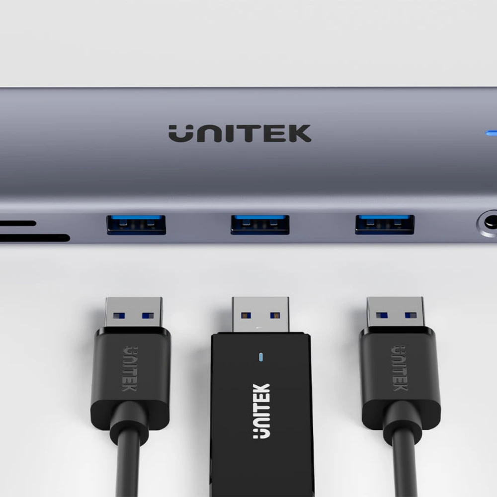 Unitek uHUB U11+ 11-in-1 USB-C Hub, Dual Display HDMI 4K & VGA, Gigabit Ethernet, 100W PD, SD & Micro SD Reader, 3.5mm Audio, 4 x USB-A, Aluminium, Space Grey - D1113BGY01 - Image 3