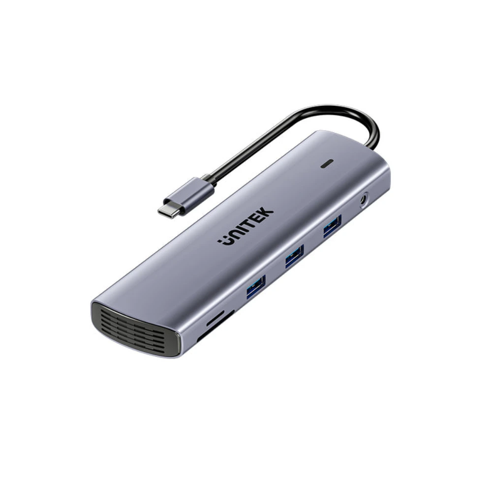 Unitek uHUB U11+ 11-in-1 USB-C Hub, Dual Display HDMI 4K & VGA, Gigabit Ethernet, 100W PD, SD & Micro SD Reader, 3.5mm Audio, 4 x USB-A, Aluminium, Space Grey - D1113BGY01 - Image 7