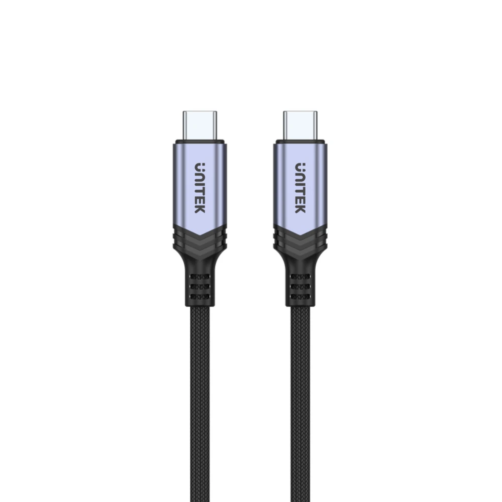 Unitek USB-C 240W Power Delivery 3.1 Charging Cable 2M, 48V 5A, E-Marker Chip, 480Mbps Data, Nylon Braided, For Laptops Tablets & Phones, Black - C14110GY-2M