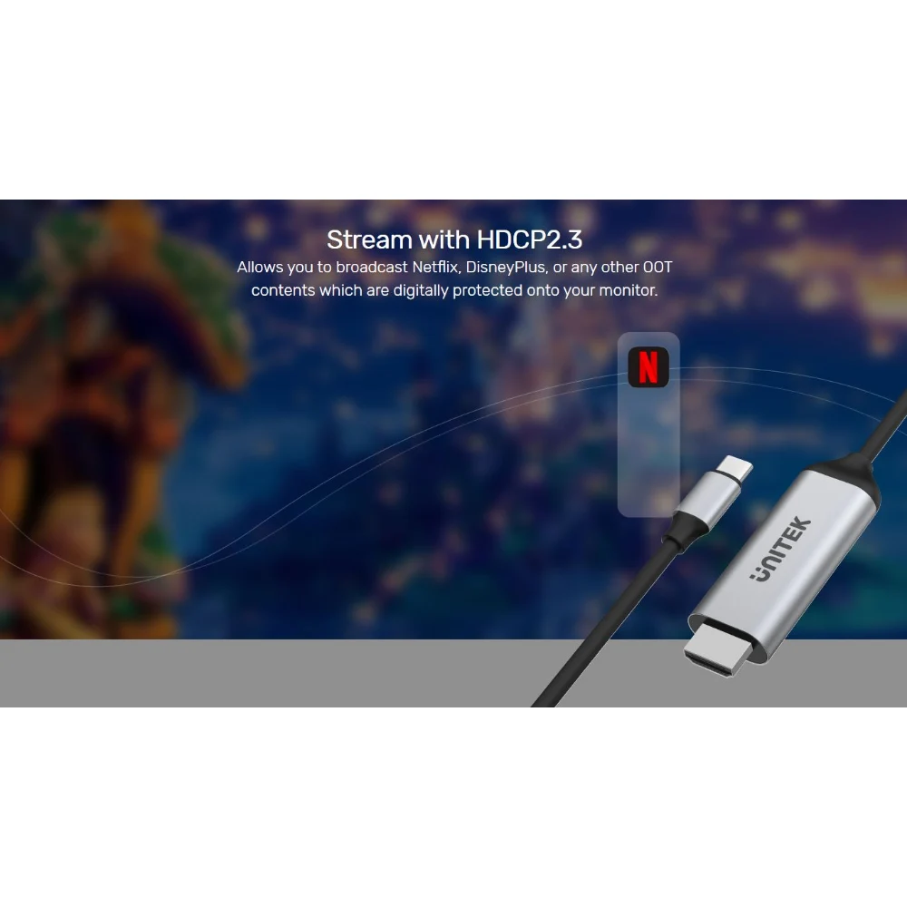 Unitek USB-C to HDMI 4K Cable, 1.8M, 4K 60Hz, HDCP 2.3 High-Speed Video Cable for Laptop, Monitor, TV and USB-C Devices for Home and Office, Space Grey - V1423A - Image 8