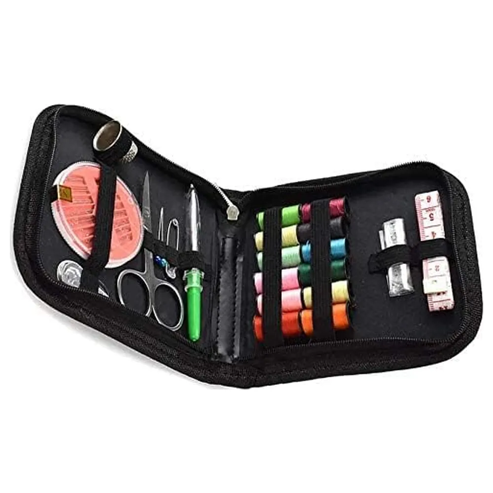27-in-1 Portable Sewing Kit with Assorted Thread Spools, Scissors, Needles, Tape Measure and Thimble in a Zippered Travel Case - Image 3