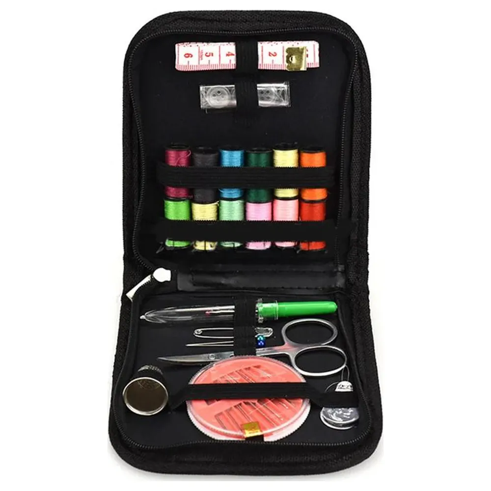 27-in-1 Portable Sewing Kit with Assorted Thread Spools, Scissors, Needles, Tape Measure and Thimble in a Zippered Travel Case - Image 4