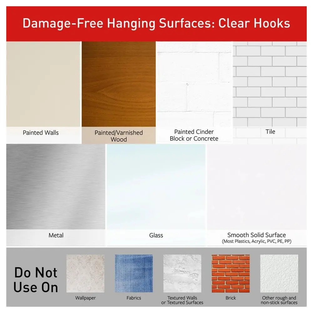 3M Command Large Clear Crystal Hook, Damage-Free Adhesive Wall Hook Holds 1.8 kg, 1 Hook and 2 Strips - 17096CLR-ES - Image 5