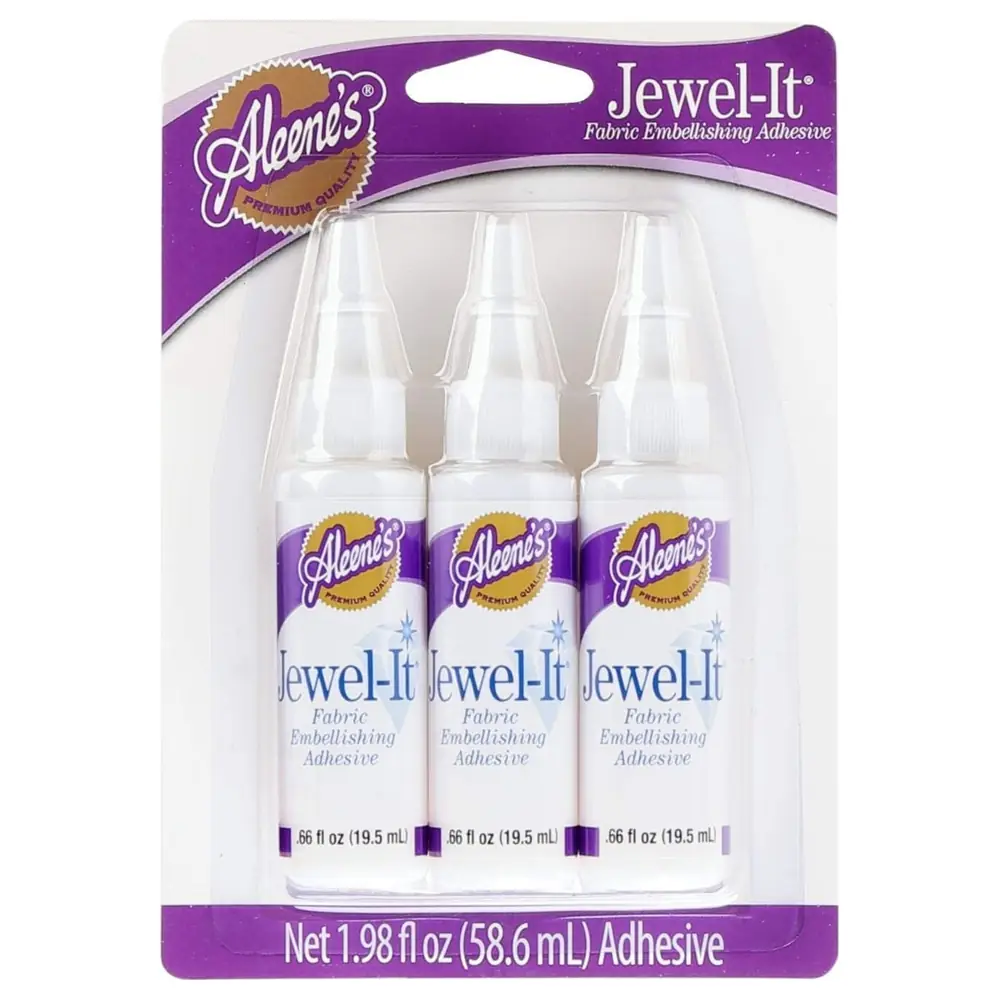 Aleene's Jewel-It Fabric Embellishing Glue 3 Pack, 0.66 fl oz (19.5 ml) Precision Tip Bottles, Permanent Machine Washable Bond that Dries Clear