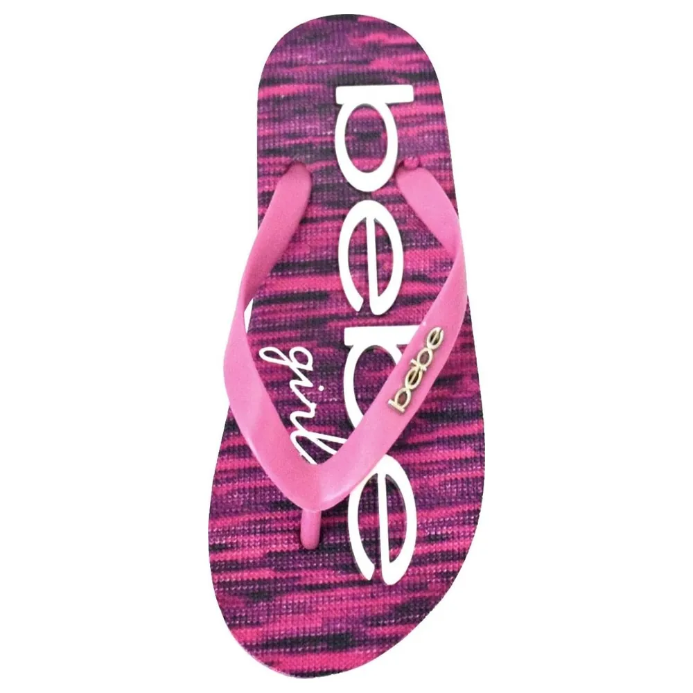bebe Girls Space Dye EVA Flip Flops with Pink Strap and bebe Girls Logo Footbed, Slip On Summer Slippers, Pink, Size 13 US 31 EU - Image 3