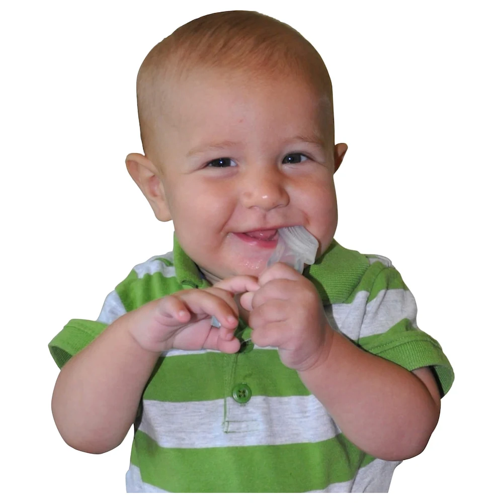 Brilliant Baby Buddy Baby's 1st Toothbrush, Soft Chewable 100 Percent Silicone Teether Brush, BPA Free, Dentist Designed, for 4 Months and Up, Blue - Image 4