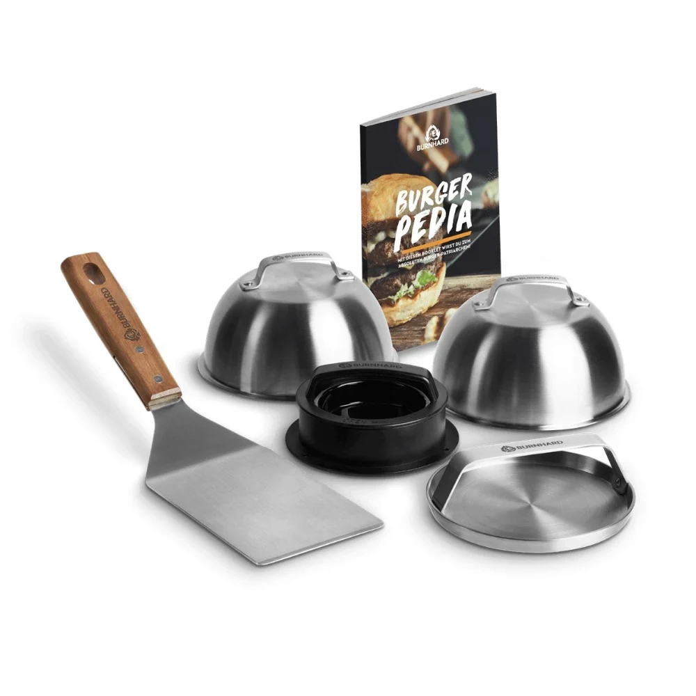 Burnhard Burger Set 6 Piece, Stainless Steel Burger Press, Spatula and Basting Brush, Complete BBQ Burger Making Kit for Grill - 943871 - Image 2