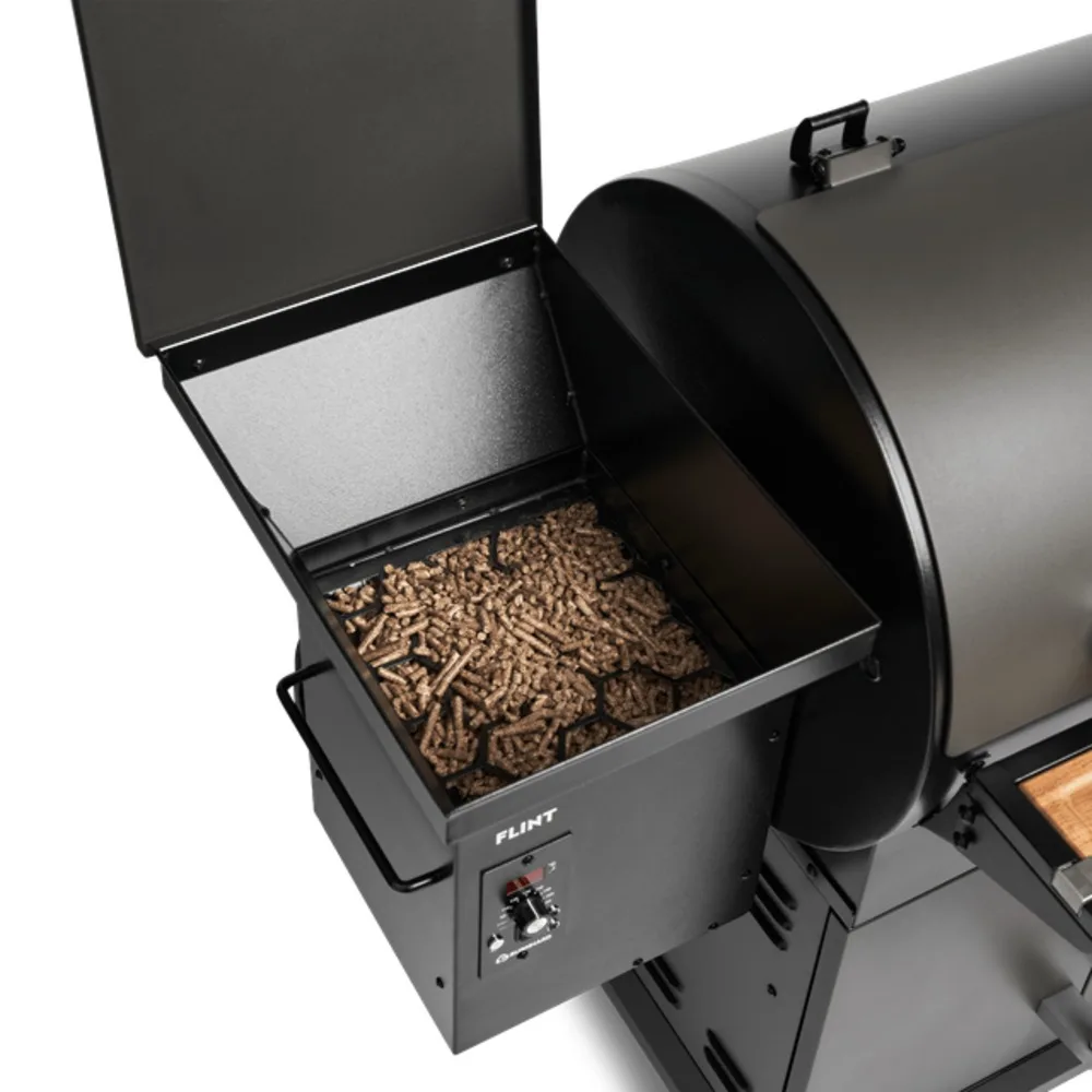 Burnhard Flint Pellet Smoker, Digital Temperature Control 60-230C, 9kg Hopper, Dual Meat Probes, 3 Stainless Grates, Acacia Board, Black - 945915 - Image 6