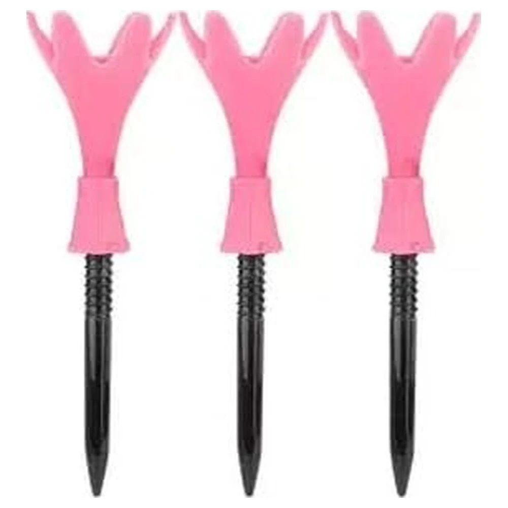 Cation Pink Golf Tees 3 Pack, Durable PP Claw Head Tees with 6 Support Points and Threaded Stem for Golf Training - Image 2