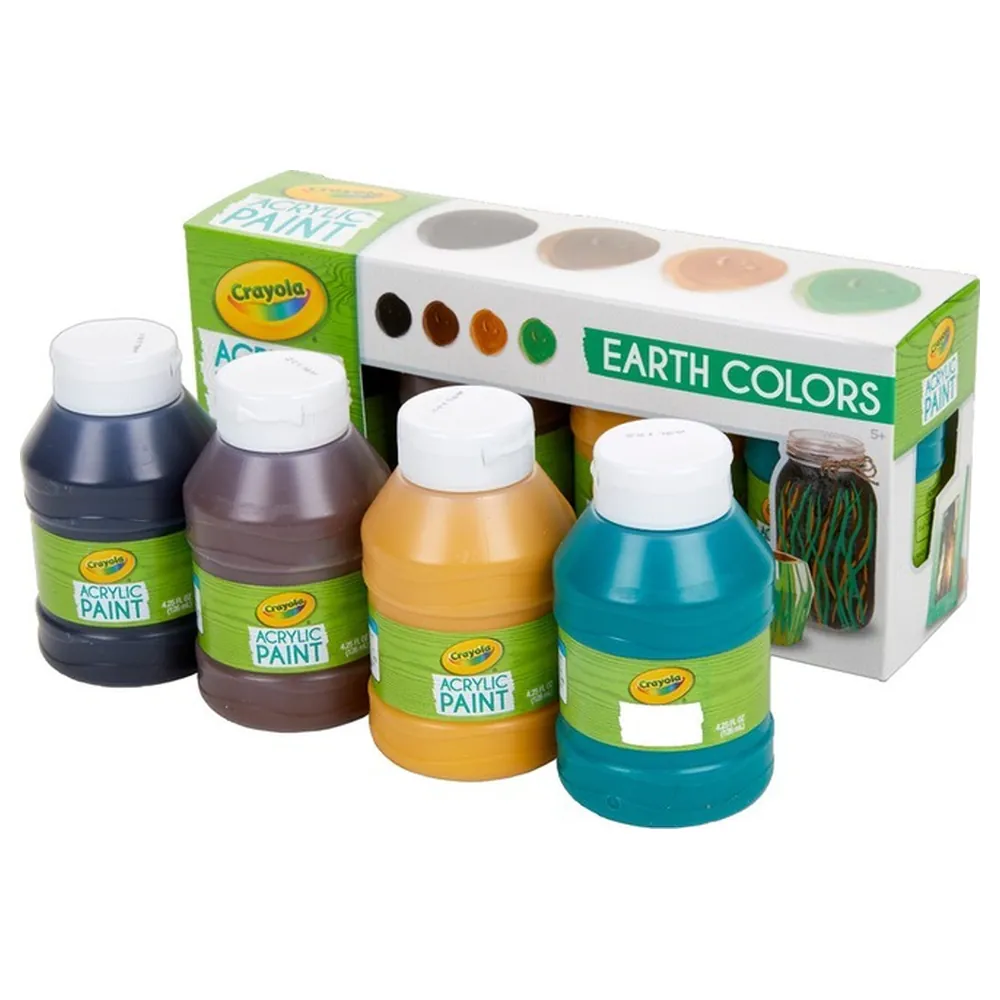 Crayola Multi-Surface Acrylic Paint Set, 4 Count Earth Colors in Squeeze Bottles, Matte Finish for Paper, Wood, Fabric, Clay and Glass Crafts - Image 3