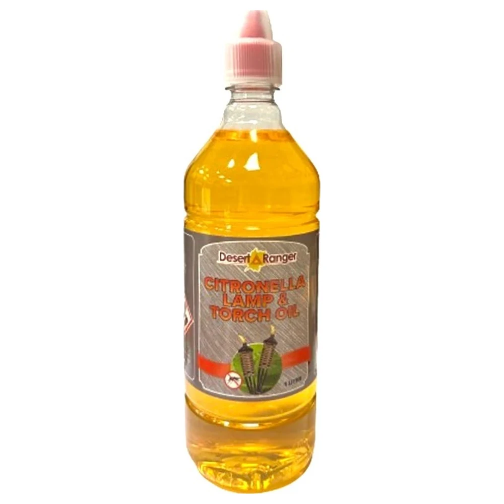 Desert Ranger Citronella Lamp and Torch Oil 1 Litre, Refill Fuel for Bamboo Garden Torches and Outdoor Oil Lamps - PLO1L
