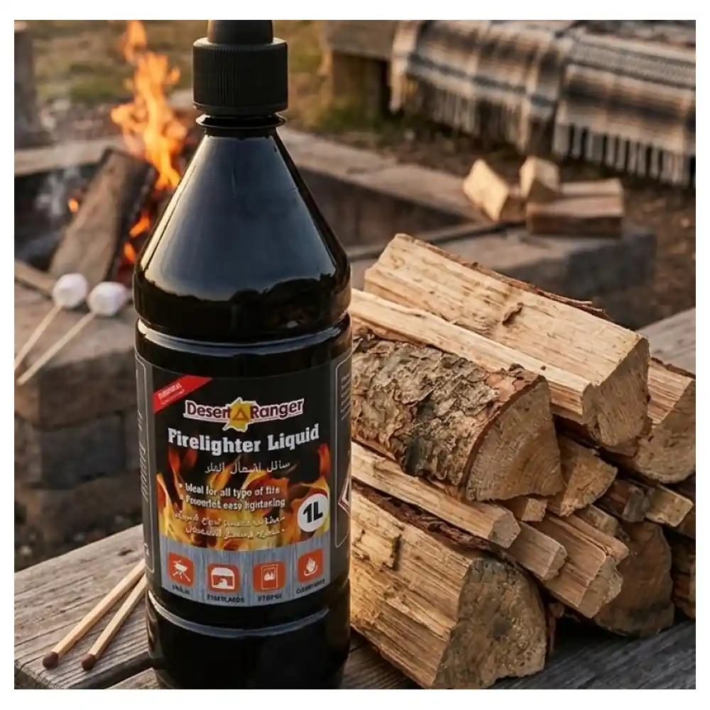 Desert Ranger Firelighter Liquid 1L, Powerful Easy-Lighting Fire Starter Fluid for Charcoal, Wood and Briquettes on Grills and Campfires - PFL1L - Image 3