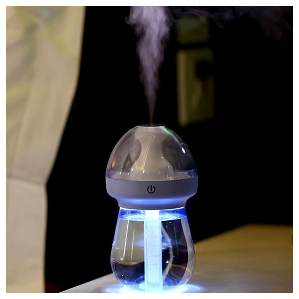 Enjoyplus Milk Bottle USB Cool Mist Ultrasonic Humidifier, 240 ml Tank with LED Night Light and One-Touch Button, Blue - Image 3