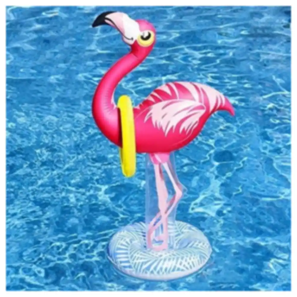 High Five Inflatable Floating Flamingo Ring Toss Pool Game with 3 Different-Size Rings, 22 x 23 Inch, for Pool, Lake and Beach Fun, Multicolour - Image 2