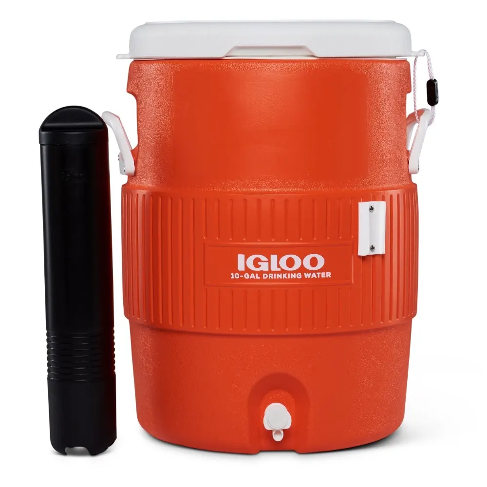 Igloo 10 Gallon Seat Top Water Cooler Jug with Cup Dispenser, Ultratherm Insulation, Push-Button Spigot, Sports and Job Site, Orange - 00042021 - Image 2