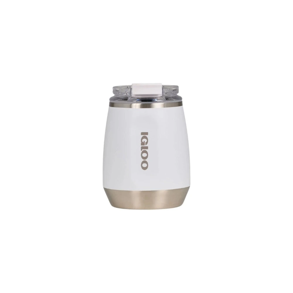 Igloo 10 oz Stainless Steel Wine Tumbler, Vacuum Insulated, Leakproof Flip and Sip Lid, Built-In Coaster, Stemless Wine Cup, White - 00071236