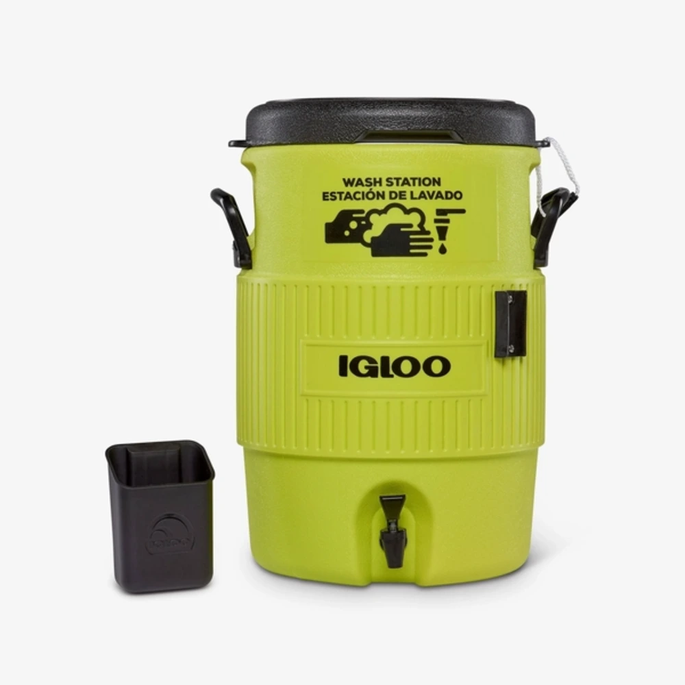 Igloo 5 Gallon Seat Top Hand Wash Station, Portable Touch-Free Elbow Spigot, Soap Caddy Bracket, About 40 Washes, BPA Free, Green - 00042260 - Image 2