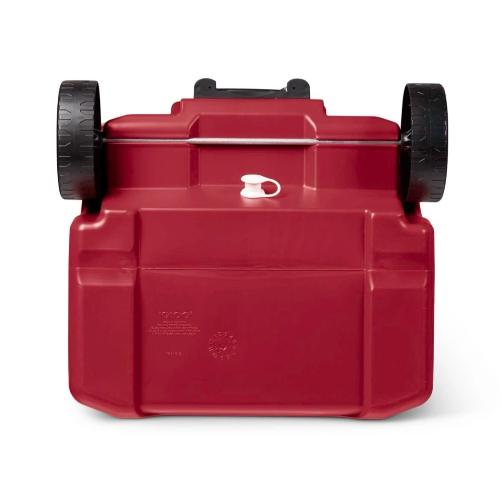 Igloo Latitude 60 Quart Roller Cooler, THERMECOOL Insulation, Cool Riser Technology, Wheels and Bail Handle, 4 Cup Holders, Red and White - 00035006 - Image 5