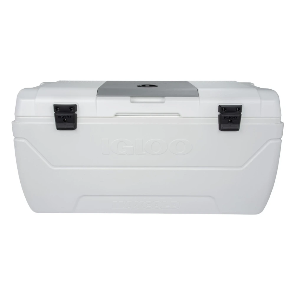 Igloo MaxCold 165 Quart Marine Cooler 156L, Ultratherm Insulation, Up to 7 Days Ice, Lid Hatch, Measuring Rod, Fishing and Boating, White - 00050048