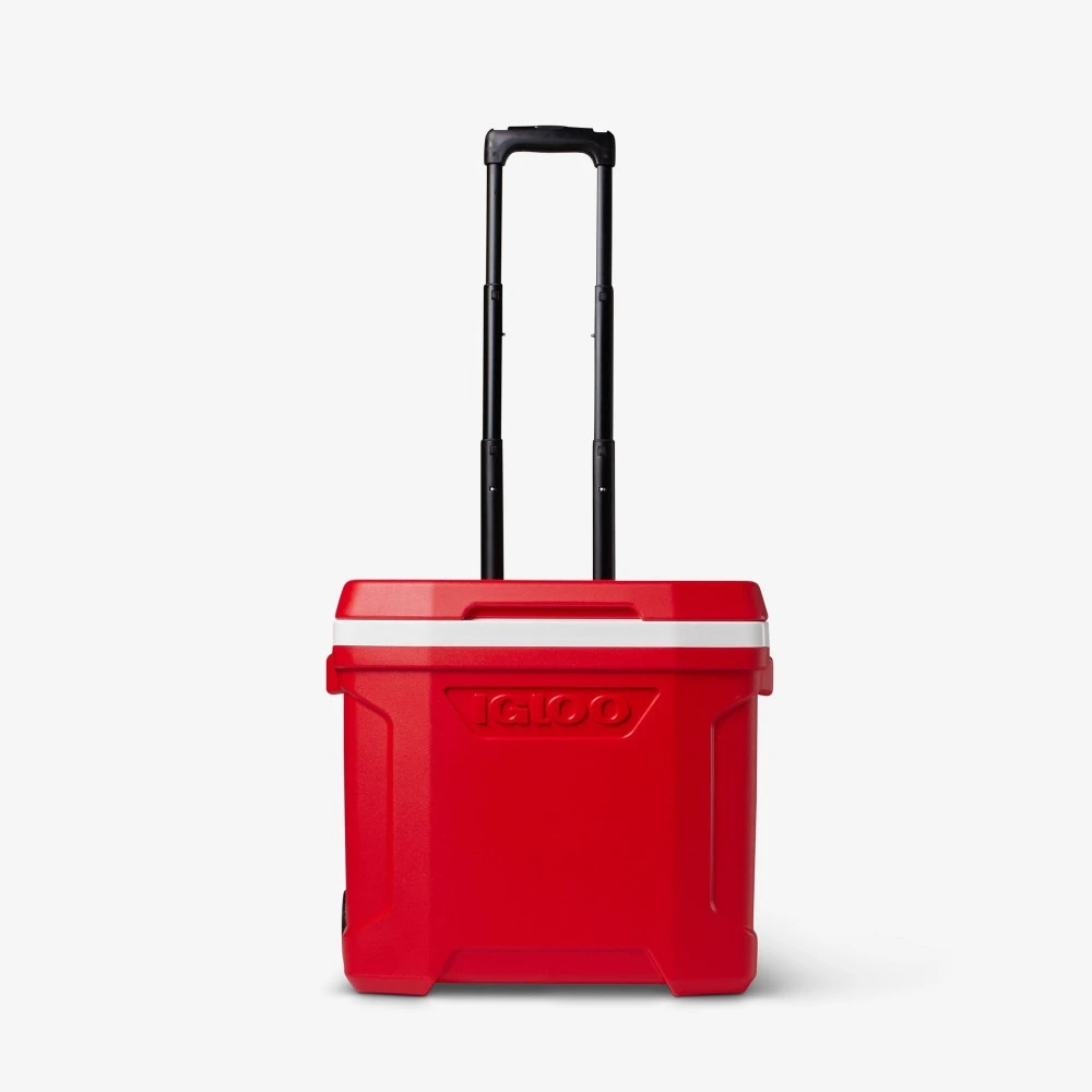 Igloo Profile II 28 Quart Roller Cooler, Wheeled Ice Chest with Telescoping Handle, Durable Portable Cooler for Camping and Beach, Red Star and White - 00034675