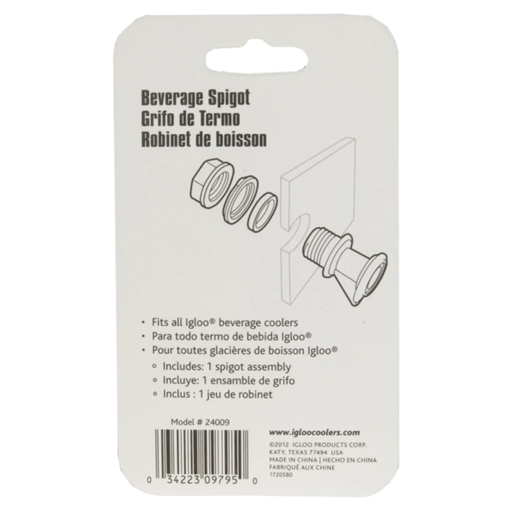 Igloo Standard Push Button Spigot, Replacement Tap for 2 to 10 Gallon Water Coolers, Gasketed Nut, Recessed Fit, White - 00024009 - Image 2