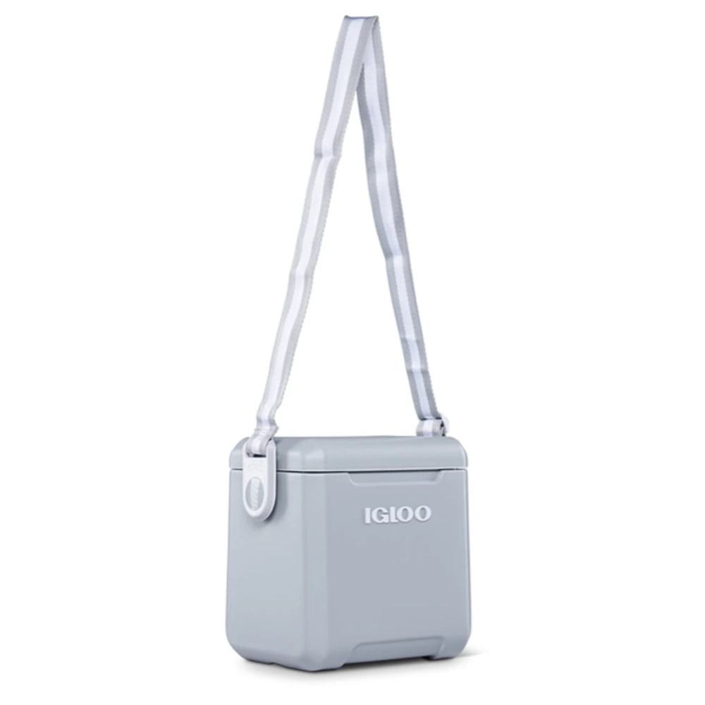 Igloo Tag Along Too 11 Quart Cooler, Compact Cube Cooler with Woven Crossbody Strap, MaxCold Insulation, Locking Lid, Grey - 00032651 - Image 4