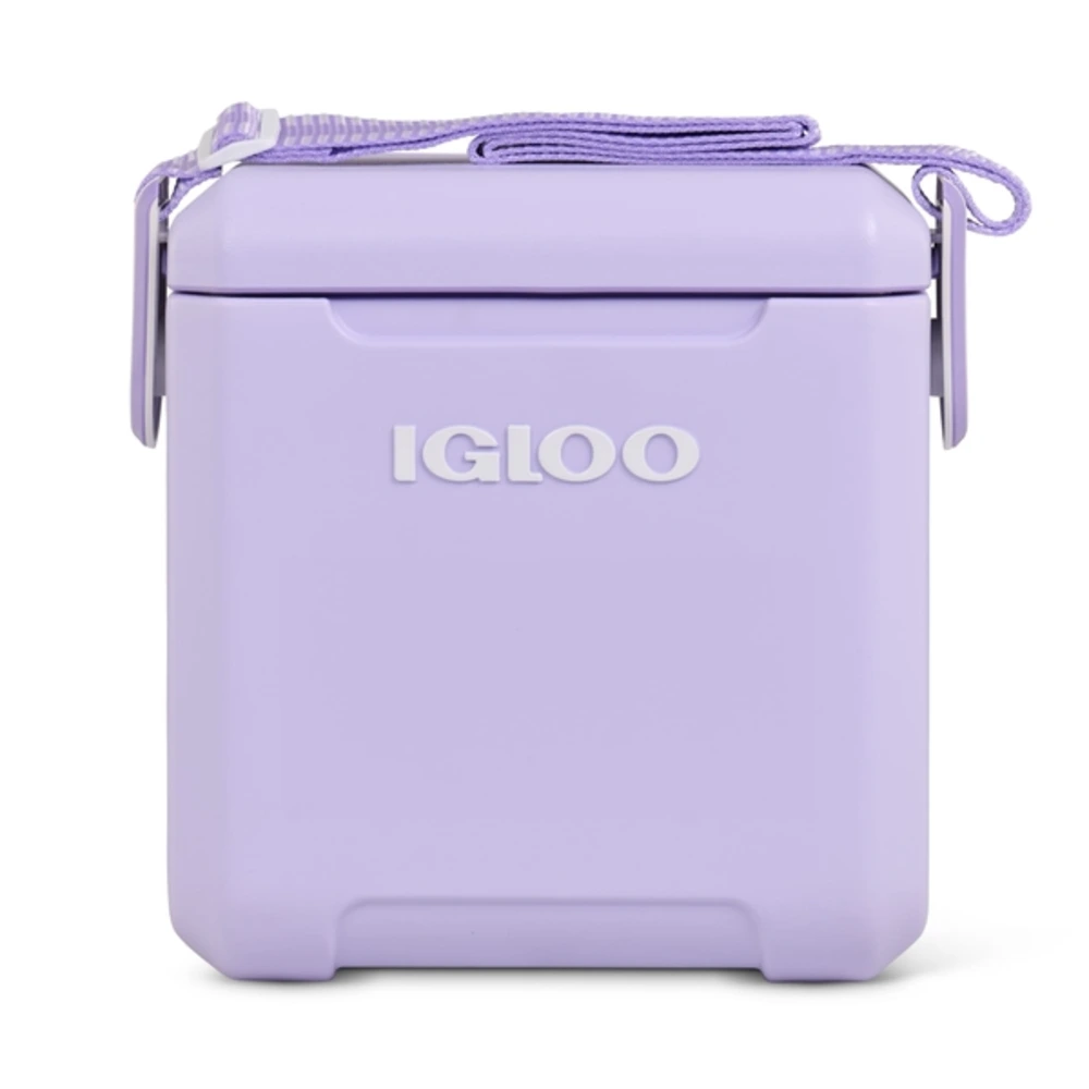 Igloo Tag Along Too 11 Quart Cooler, Compact Cube Cooler with Woven Crossbody Strap, MaxCold Insulation, Locking Lid, Lilac - 00032973
