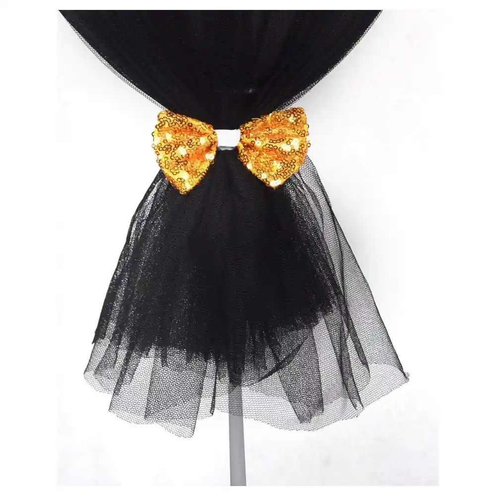 Leegleri 12 Inch Black Latex Balloon Column Kit with Tulle Tutu Skirts and Gold Sequin Bows, 6 Pack for Baby Shower, Birthday and Wedding Centrepieces - Image 2