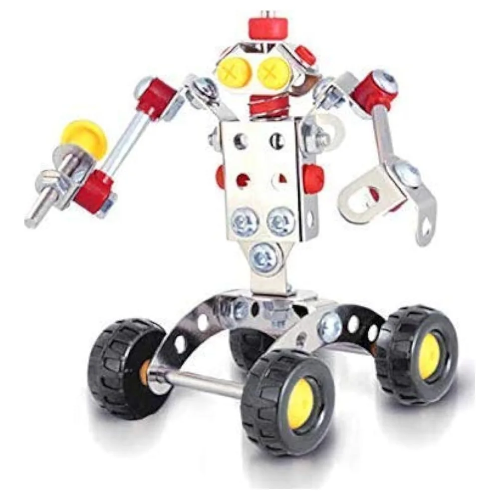Magical Model Iron Commander DIY Robot Warrior Metal Construction Kit, 90 Pieces Build and Play Model on Wheels, No Batteries Needed - 816B-51