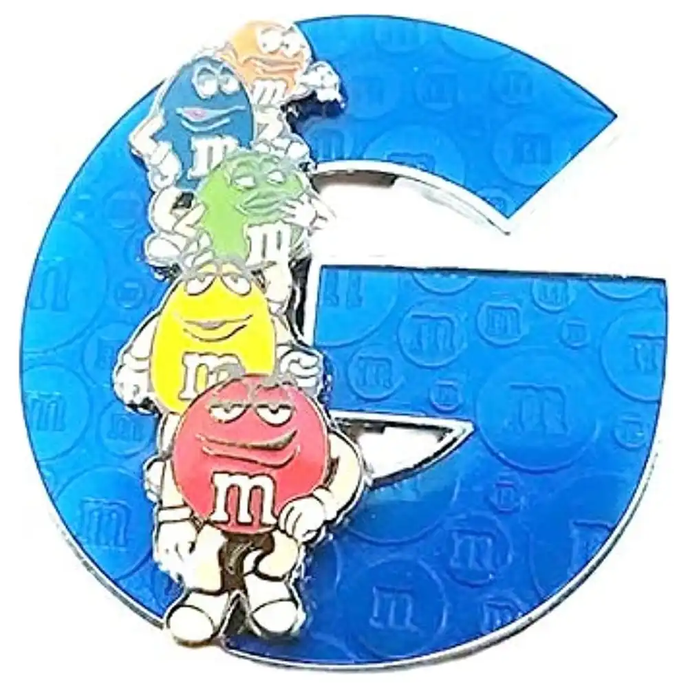 M&M's Alphabet Letter G Fridge Magnet with Stacked M&M's Characters, 6 cm Steel Refrigerator Magnet, Blue