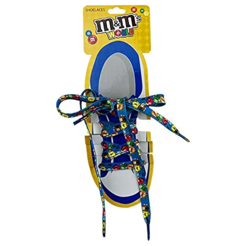 M&M's World Kids Character Shoelaces with Six M&M's Characters, Textured Polyester, Blue
