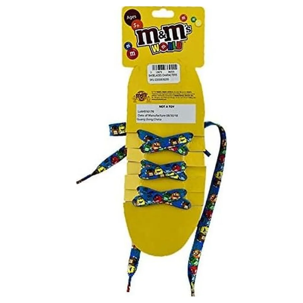 M&M's World Kids Character Shoelaces with Six M&M's Characters, Textured Polyester, Blue - Image 2