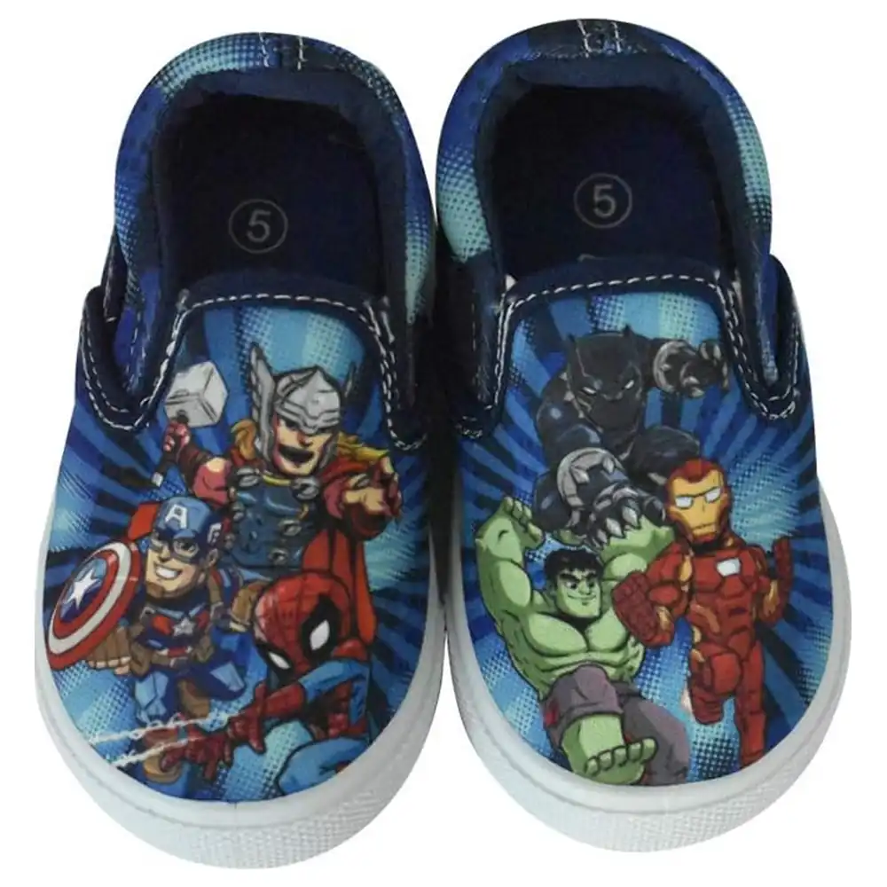 Marvel Super Hero Adventures Kids Slip-On Shoes with Avengers Character Print, Textile Lining and Synthetic Sole, Size 8, Multicolour